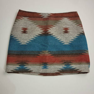 American Eagle Outfitters Aztec Mini Skirt Size 4 Western Wool Blend Boho Lined
